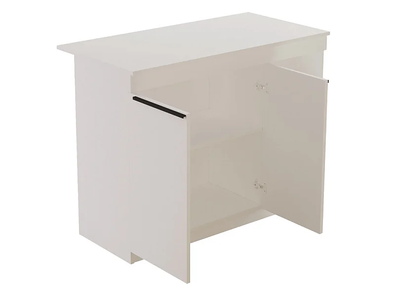 Ilot de Cuisine 2 Portes 4 Niches Blanc 2 Couverts L 120 H 88.2 P 60 cm