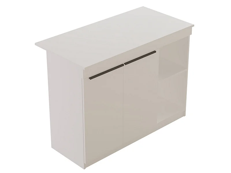 Ilot de Cuisine 2 Portes 4 Niches Blanc 2 Couverts L 120 H 88.2 P 60 cm