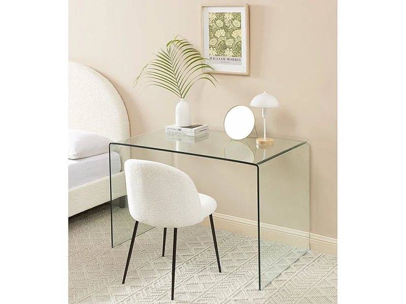 Bureau GINZA verre trempé transparent 120cm
