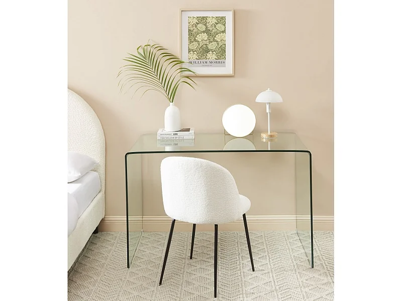 Bureau GINZA verre trempé transparent 120cm