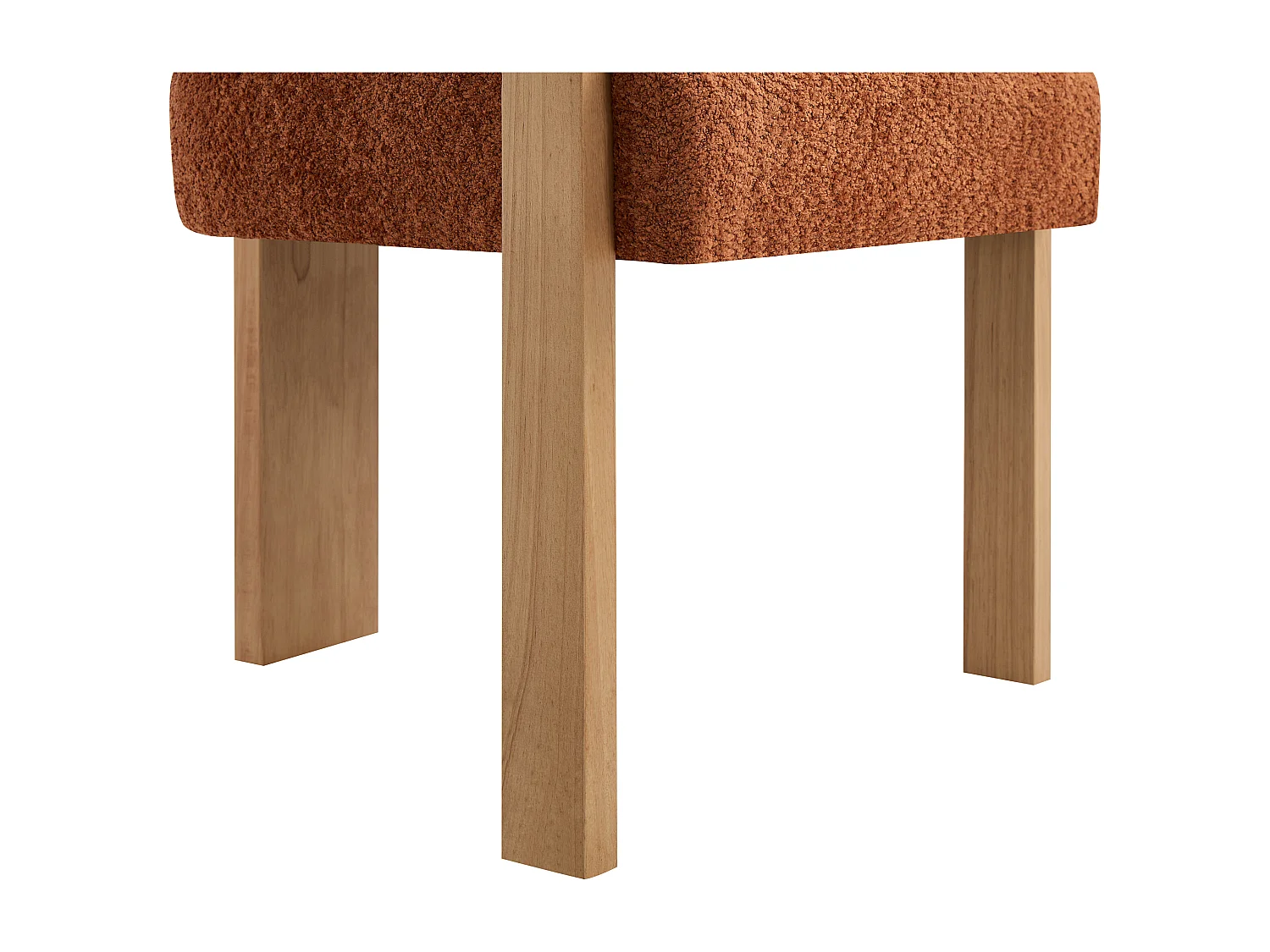 Lot de 6 chaises avec accoudoirs en tissu bouclette et bois d’hévéa naturel - Terracotta - LIVELIA