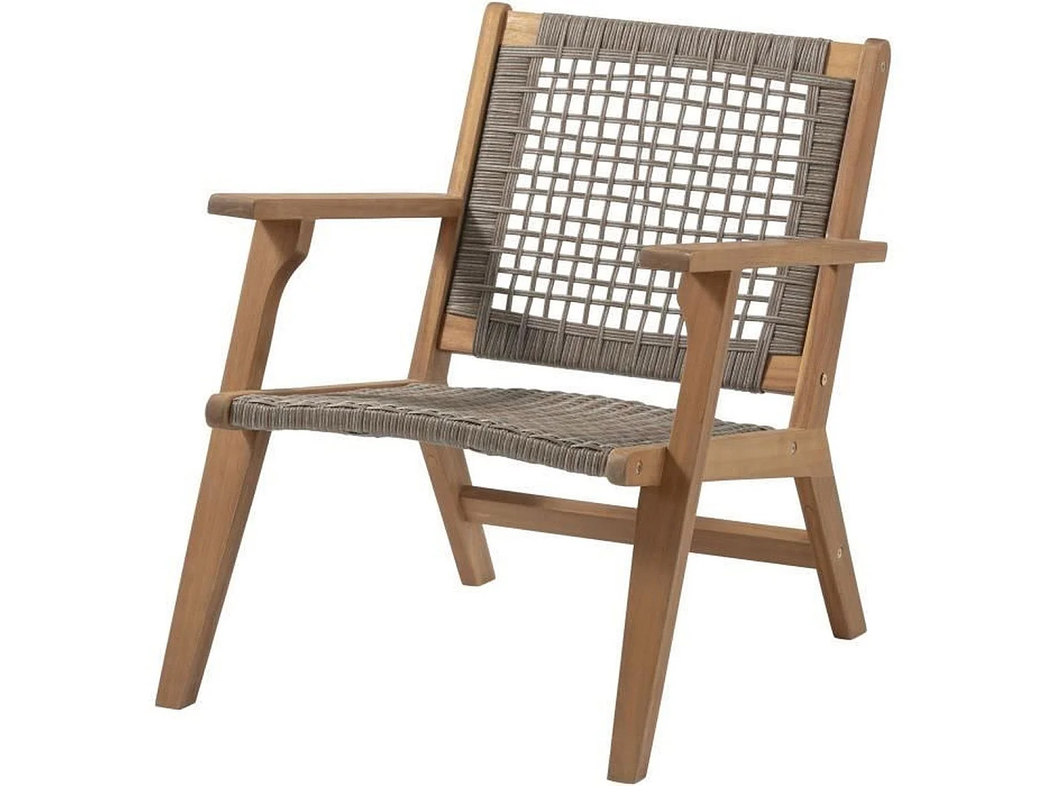 Fauteuil de jardin bas en bois d'Acacia FSC et en résine tressée - l60xP76 x H73 cm
