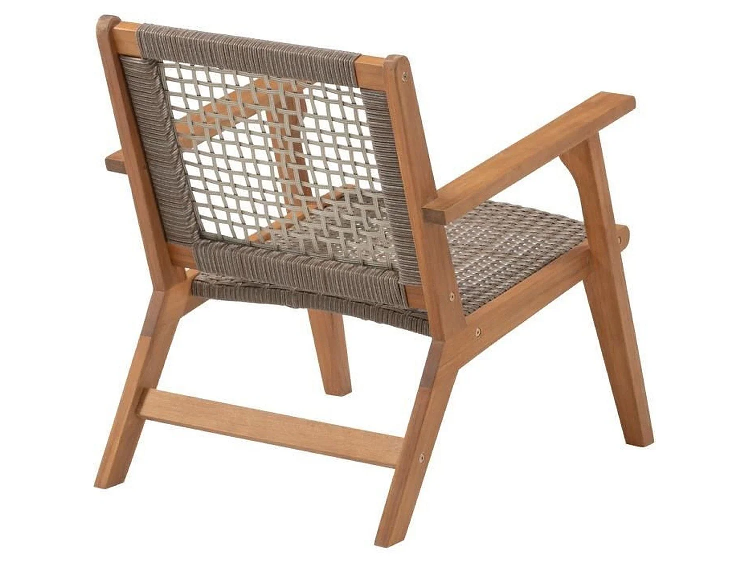 Fauteuil de jardin bas en bois d'Acacia FSC et en résine tressée - l60xP76 x H73 cm