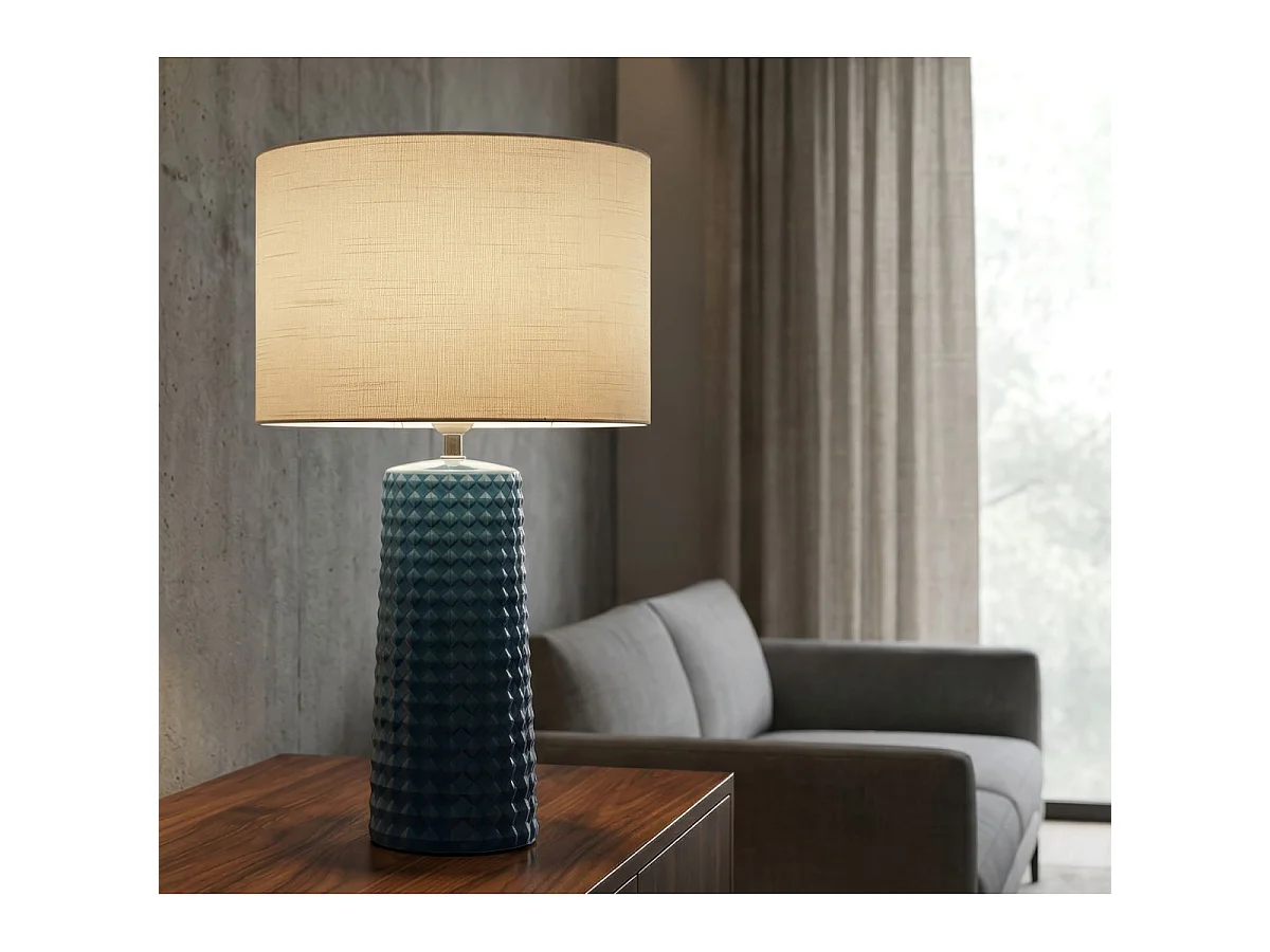 Lampe à Poser en Céramique "Gliss" 52cm Bleu