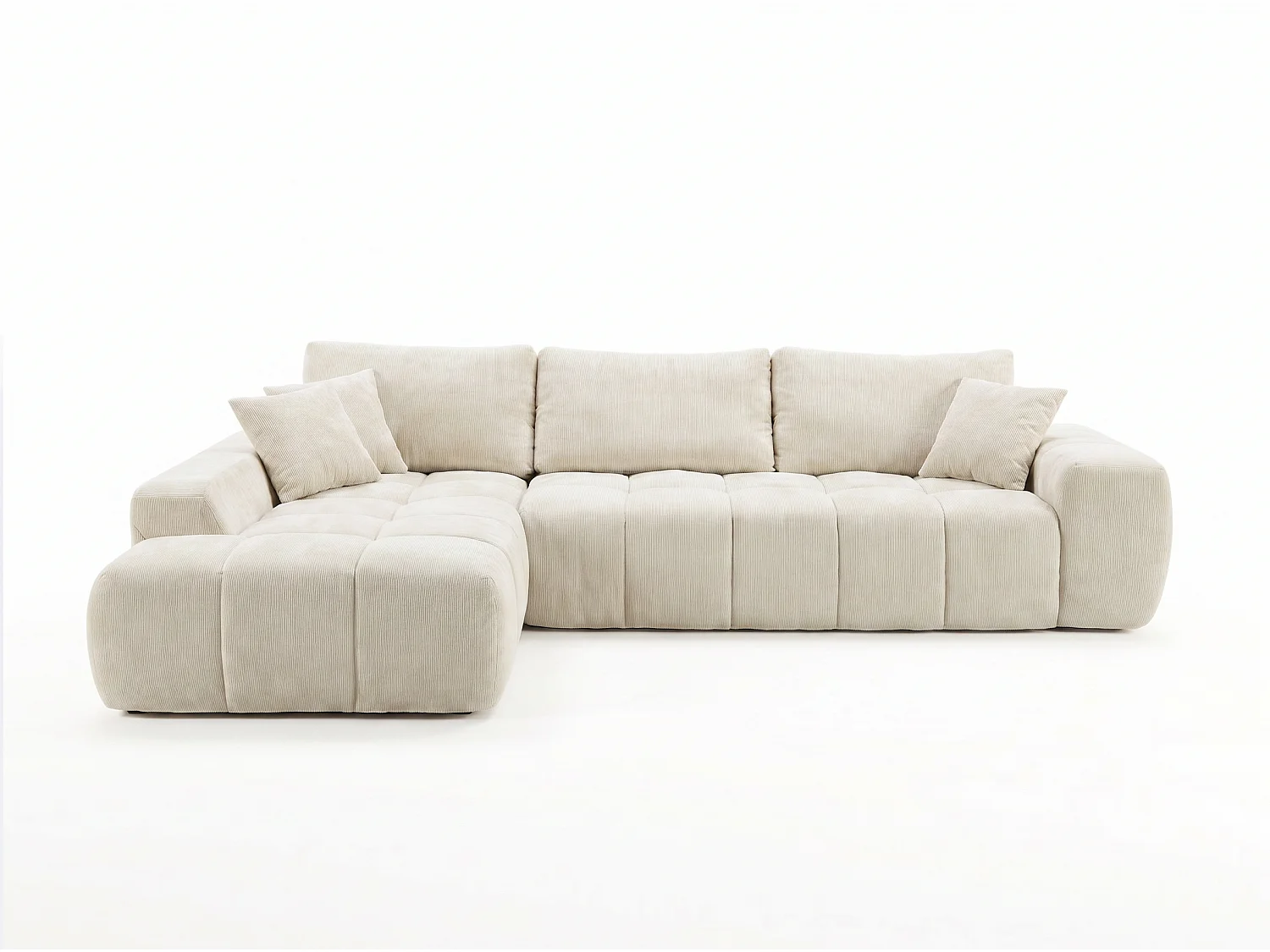 Canapé d’angle 4 places avec méridienne angle gauche - Tissu Beige - Homeluxury