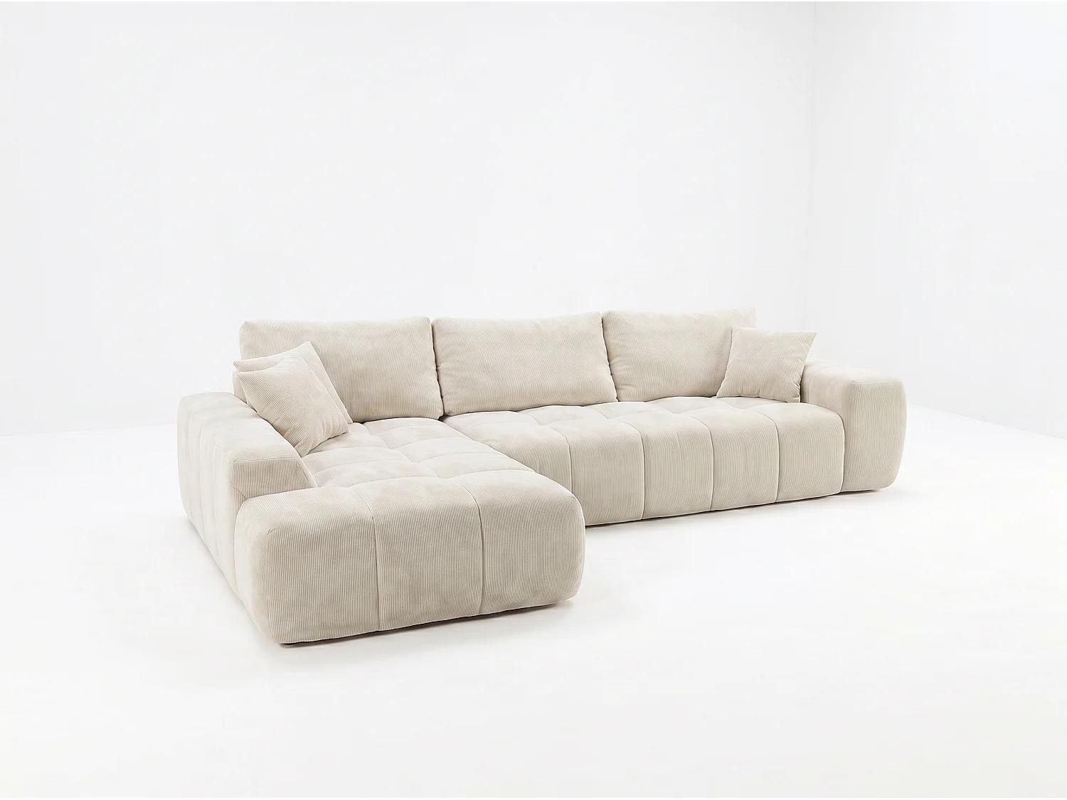 Canapé d’angle 4 places avec méridienne angle gauche - Tissu Beige - Homeluxury