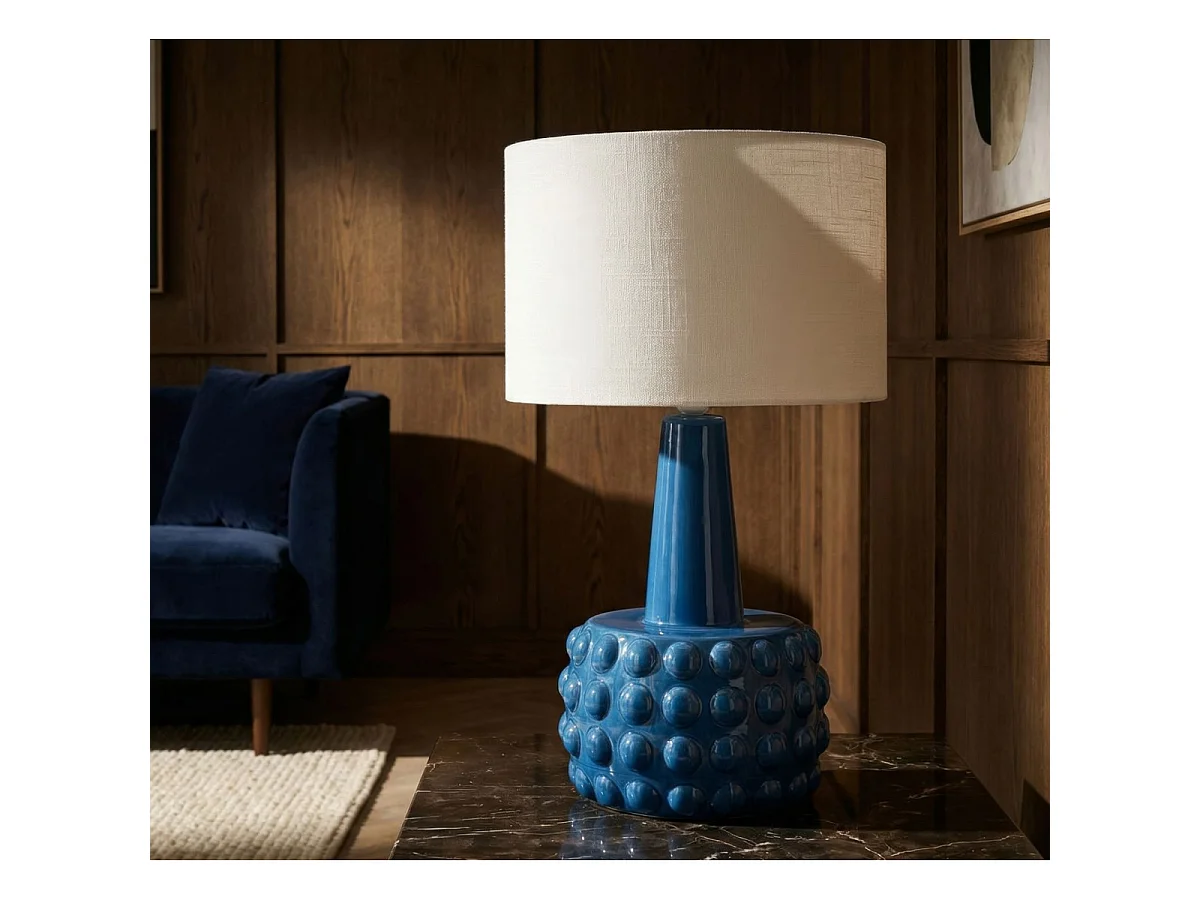 Lampe à Poser en Céramique "Gress" 51cm Bleu