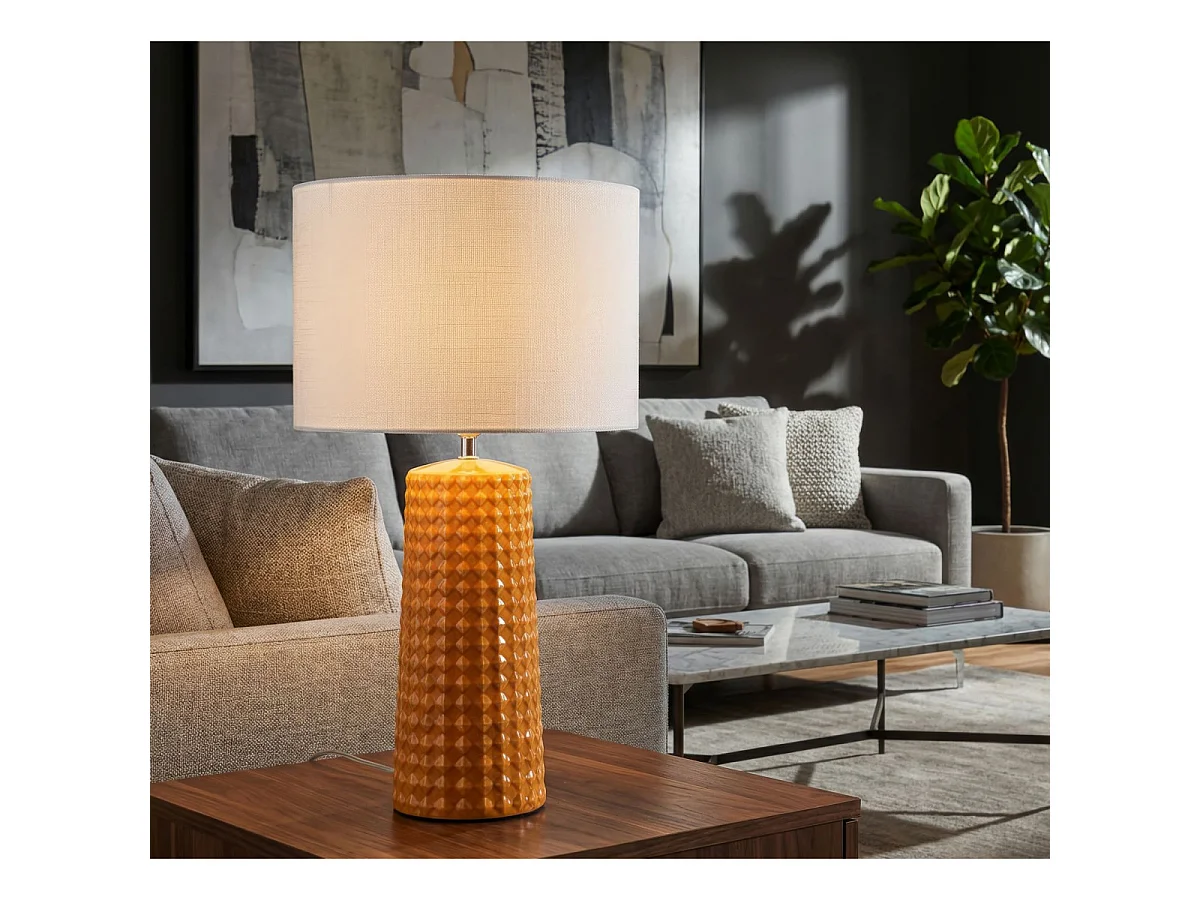 Lampe à Poser en Céramique "Gliss" 52cm Moutarde
