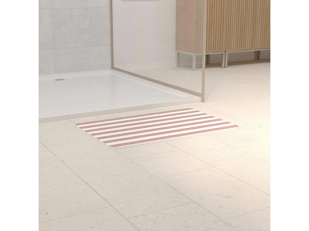 Tapis de Bain en Diatomite "Strio" 39x60cm Rose