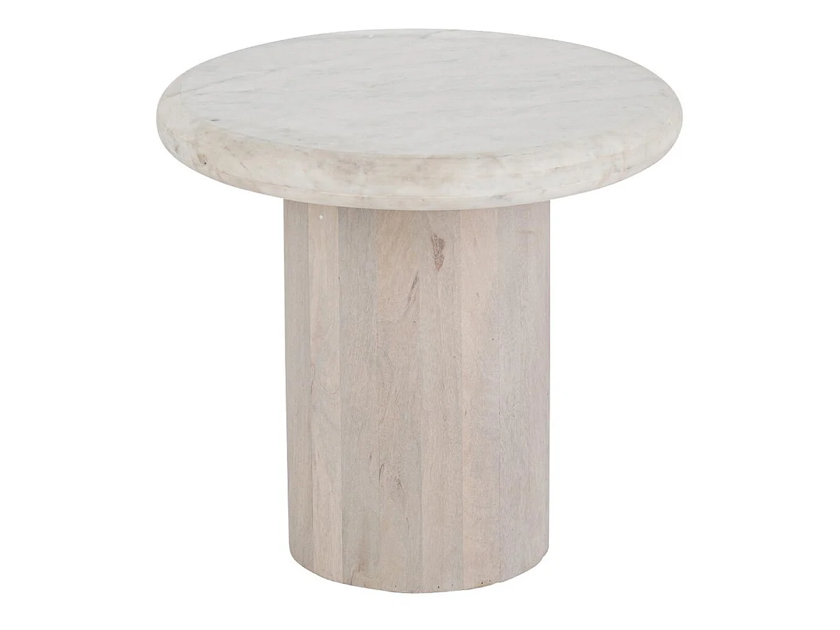 Table d'Appoint en Marbre "Noor" 46cm Blanc Cassé