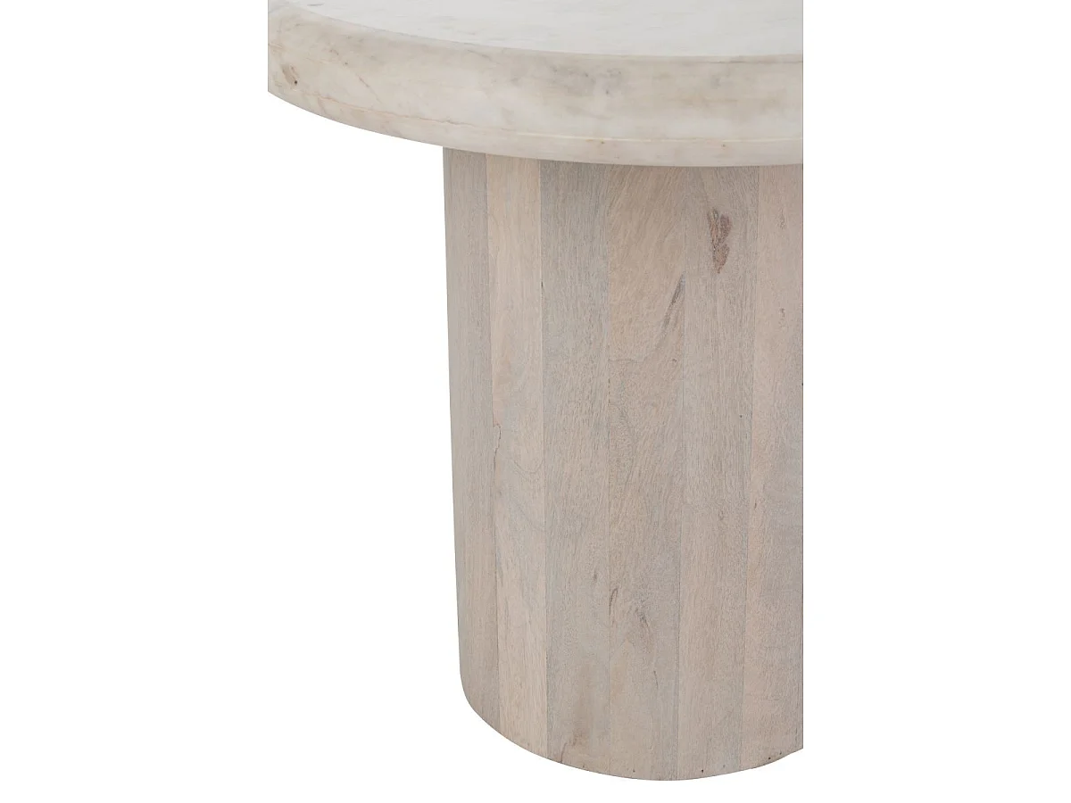 Table d'Appoint en Marbre "Noor" 46cm Blanc Cassé