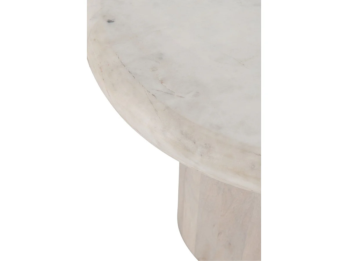 Table d'Appoint en Marbre "Noor" 46cm Blanc Cassé
