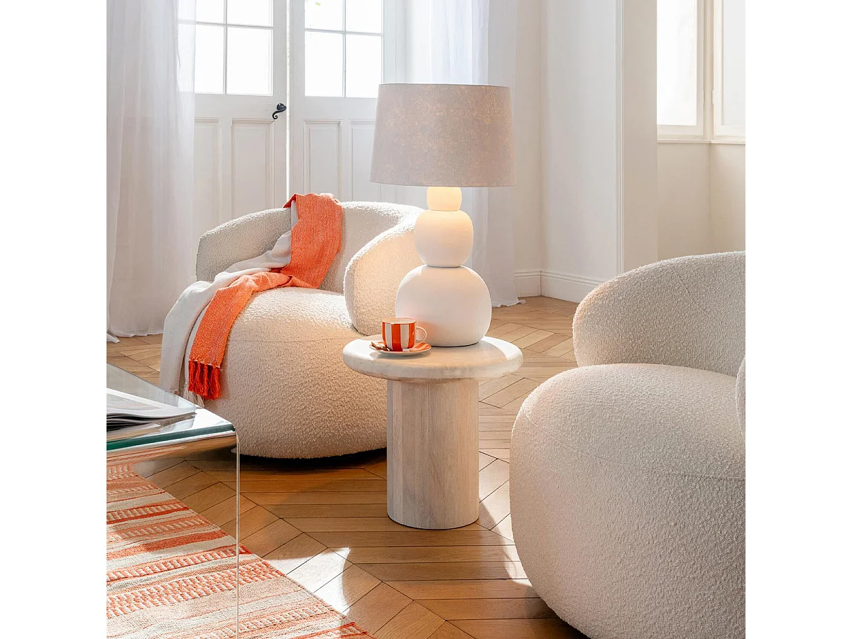 Table d'Appoint en Marbre "Noor" 46cm Blanc Cassé
