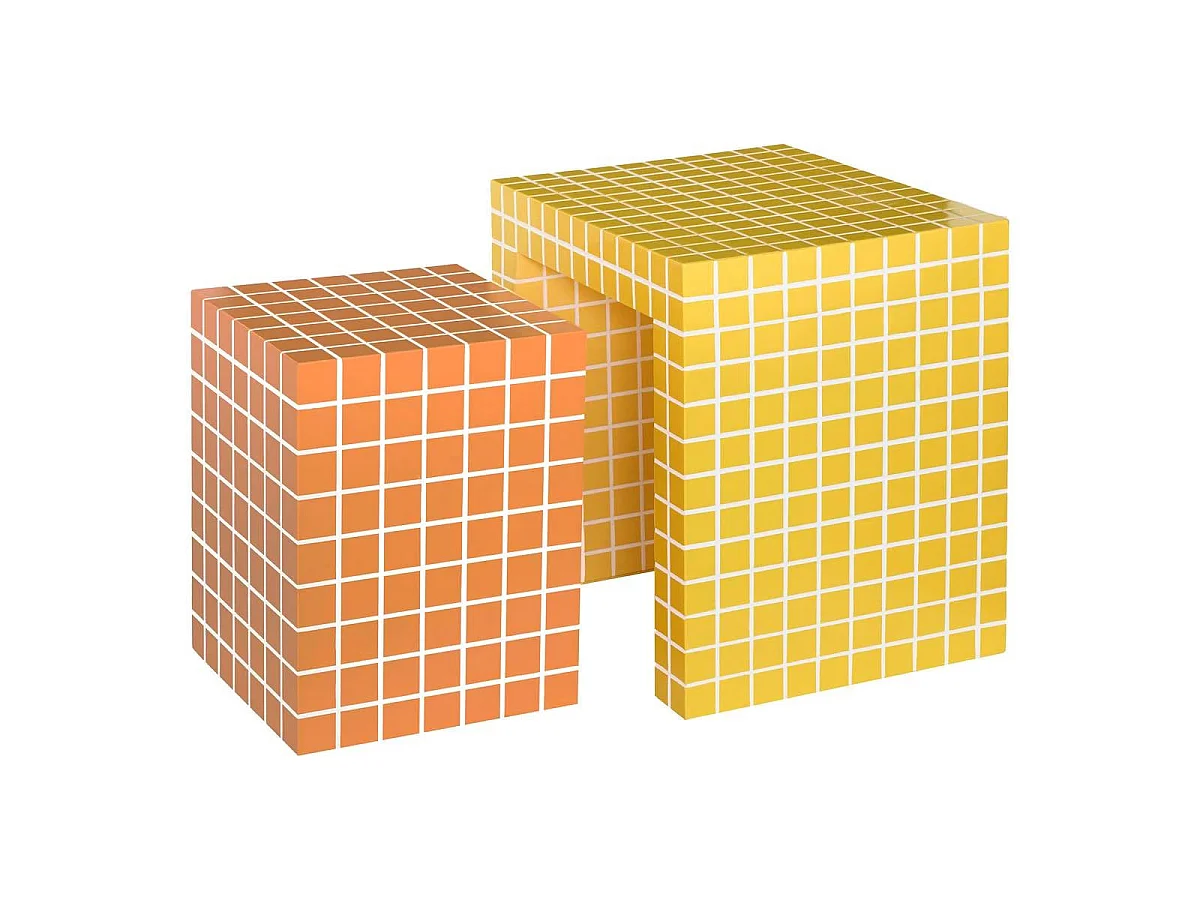 Lot de 2 Tables d'Appoint "Betsy" 45cm Jaune & Orange
