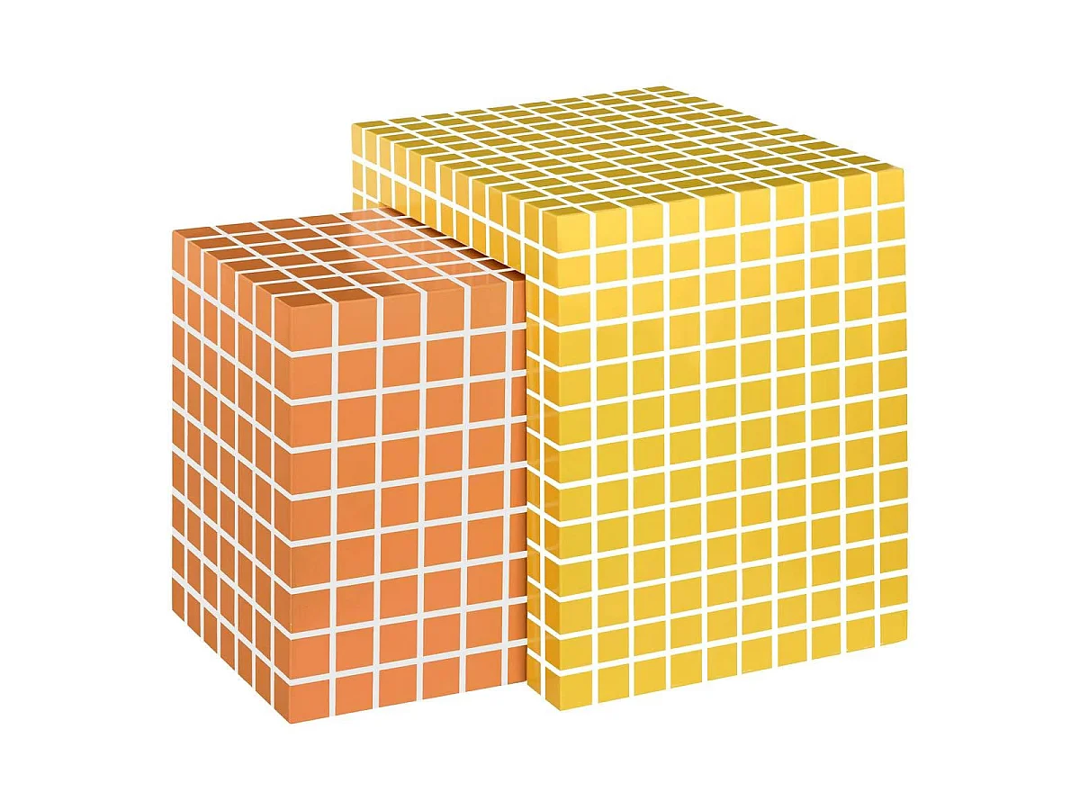 Lot de 2 Tables d'Appoint "Betsy" 45cm Jaune & Orange