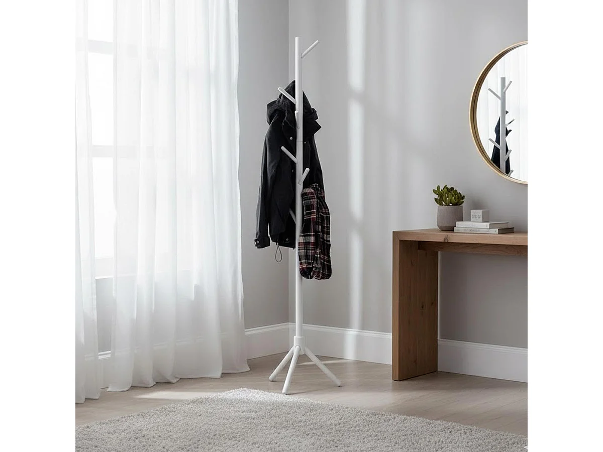 Porte-Manteau 8 Crochets "Roman" 174cm Blanc
