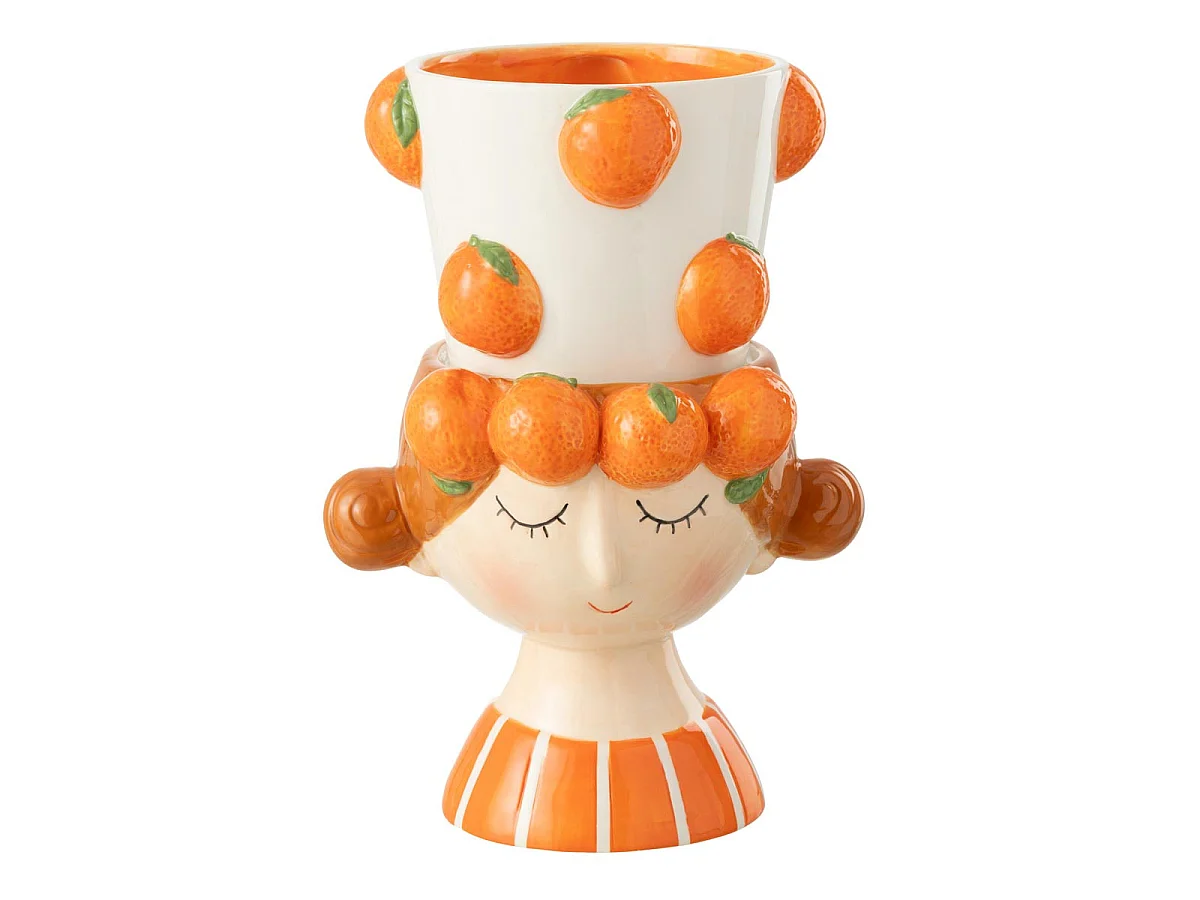 Cache-Pot en 2 Parties "Fille Orange" 30cm Multicolore