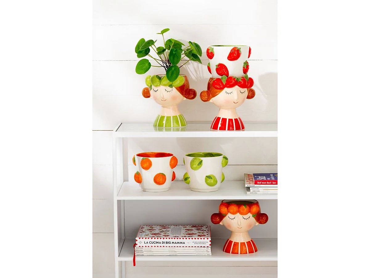 Cache-Pot en 2 Parties "Fille Orange" 30cm Multicolore