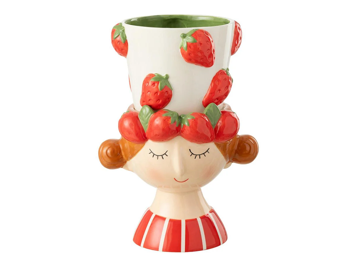 Cache-Pot en 2 Parties "Fille Fraise" 30cm Multicolore