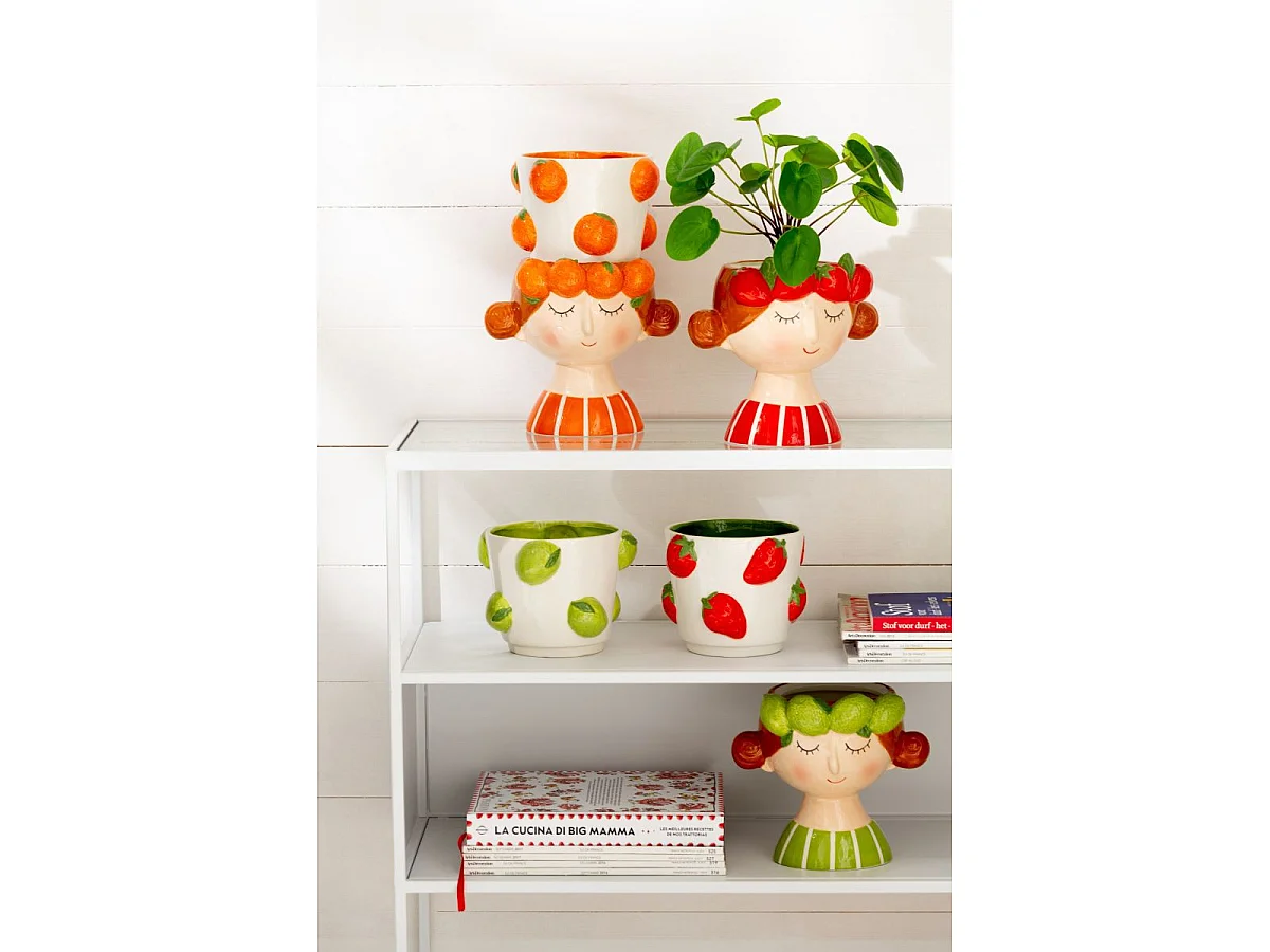 Cache-Pot en 2 Parties "Fille Fraise" 30cm Multicolore