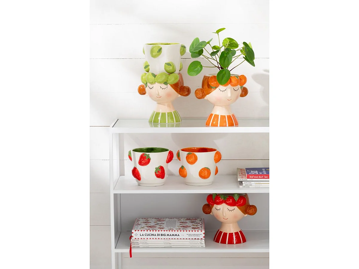 Cache-Pot en 2 Parties "Fille Fraise" 30cm Multicolore