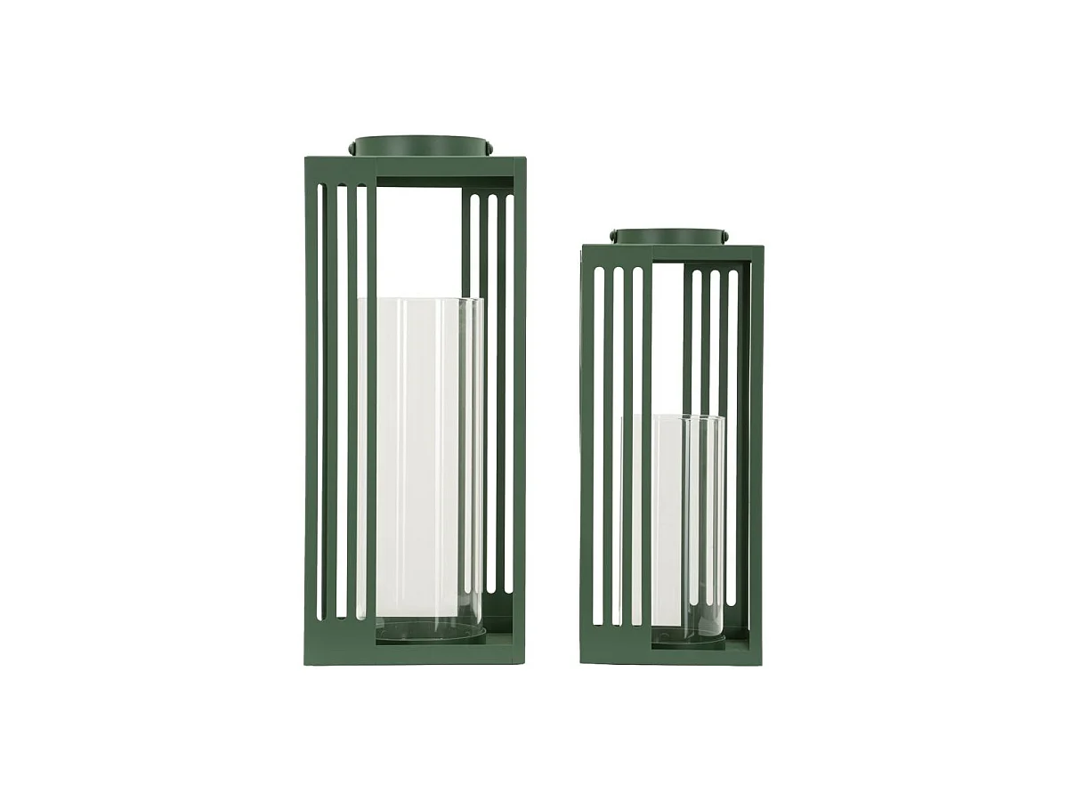 Lot de 2 Lanternes en Métal "Linee" 43cm Vert