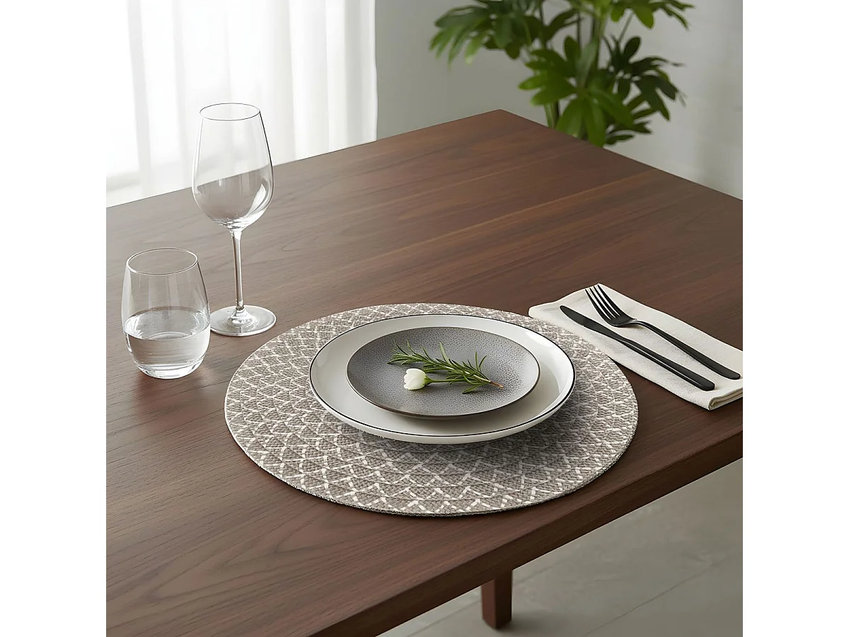 Set de Table Rond "Rosace" 38cm Naturel