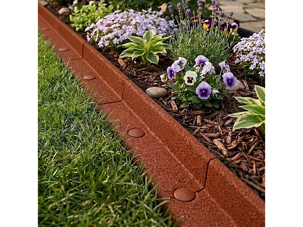 Flexibele tuinrand gazonrand 6 x 1,2 m - terracotta - 7,2 m borderrand & hamer