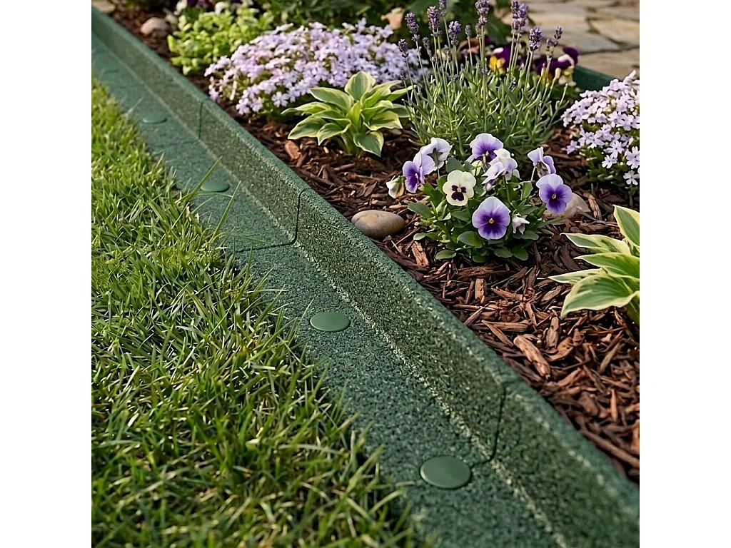 12 Bordures de Jardin 1,2 m Caoutchouc Vert Flexible 14,4 m Jardin Maillet