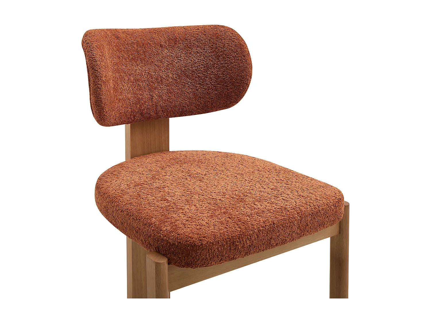 Lot de 6 chaises en tissu bouclette et bois d’hévéa - Terracotta - WILANA