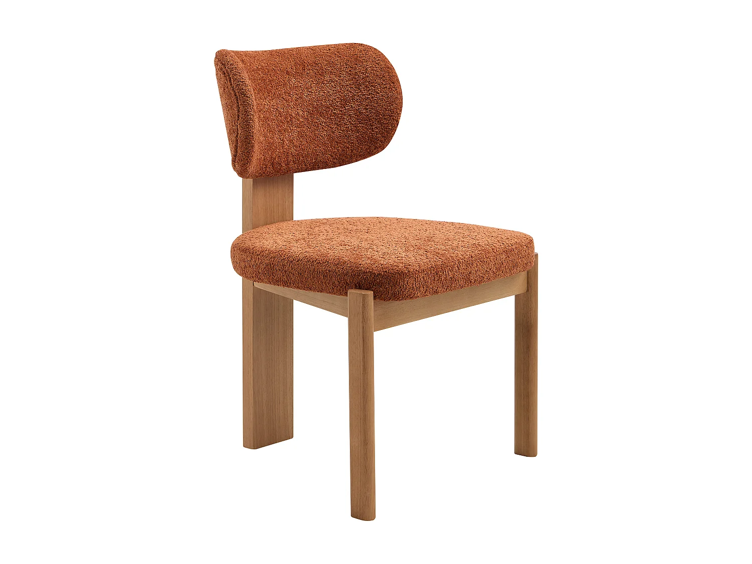 Lot de 6 chaises en tissu bouclette et bois d’hévéa - Terracotta - WILANA