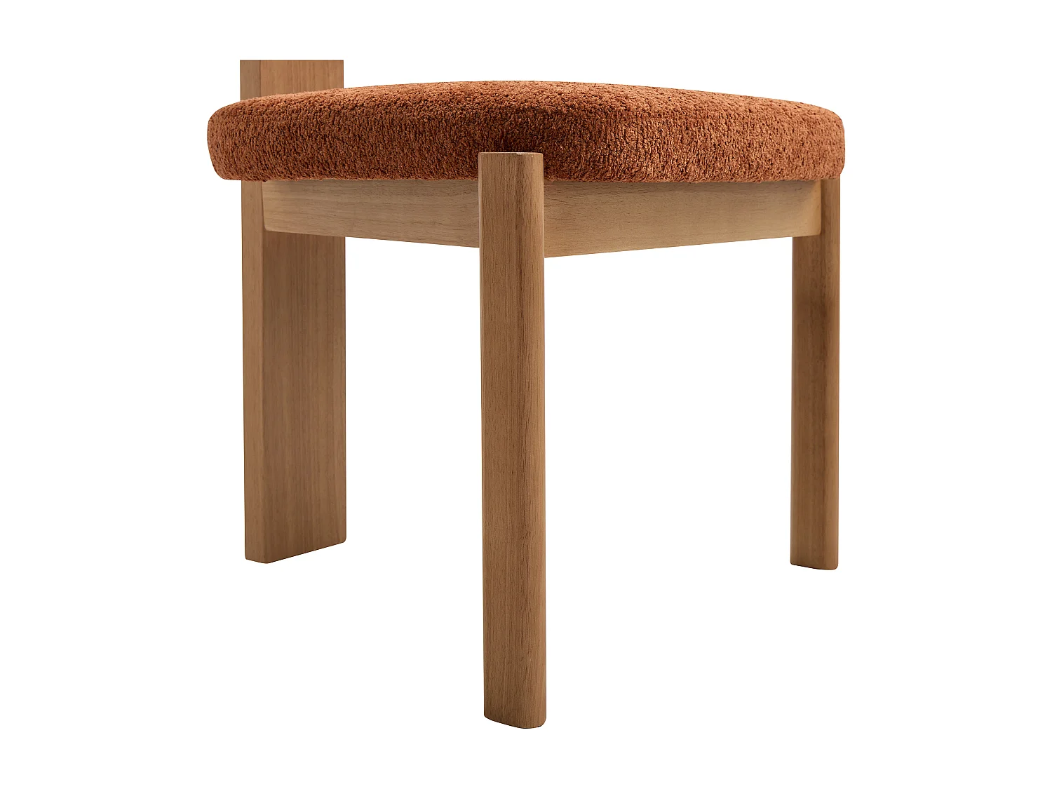 Lot de 6 chaises en tissu bouclette et bois d’hévéa - Terracotta - WILANA