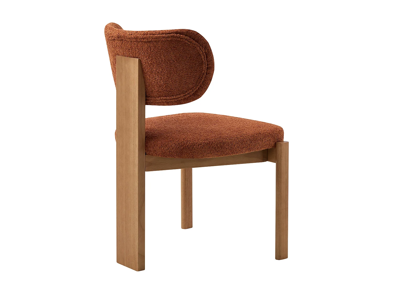 Lot de 6 chaises en tissu bouclette et bois d’hévéa - Terracotta - WILANA