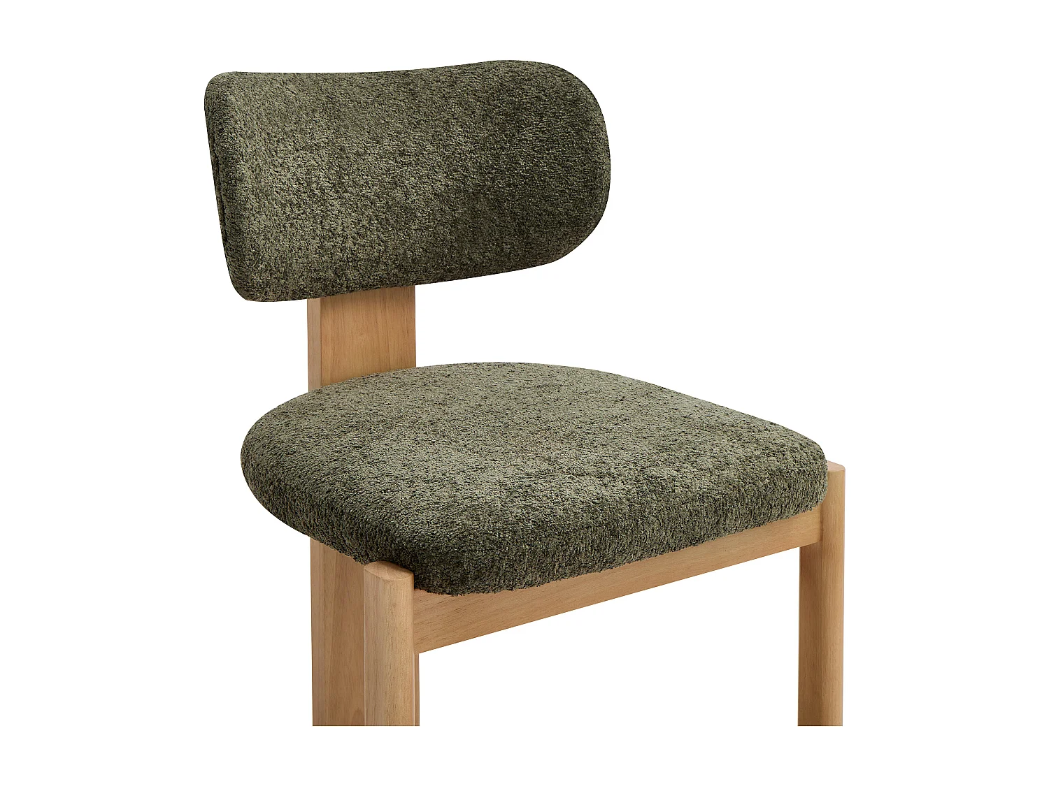 Lot de 6 chaises en tissu bouclette et bois d’hévéa - Kaki - WILANA