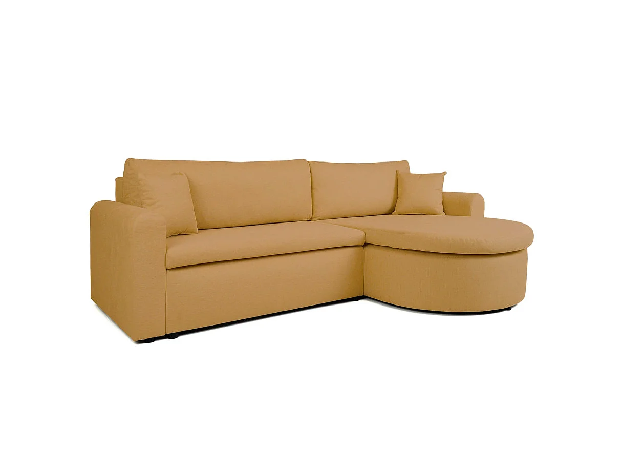 Canapé d'angle convertible 4 places avec coffre en tissu jaune VERA