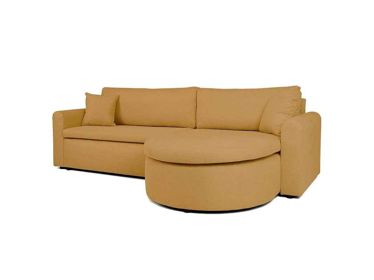 Canapé d'angle convertible 4 places avec coffre en tissu jaune VERA