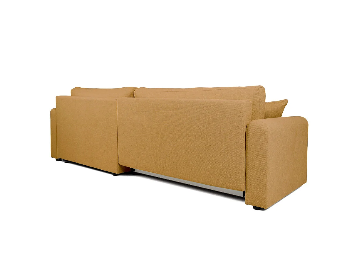 Canapé d'angle convertible 4 places avec coffre en tissu jaune VERA