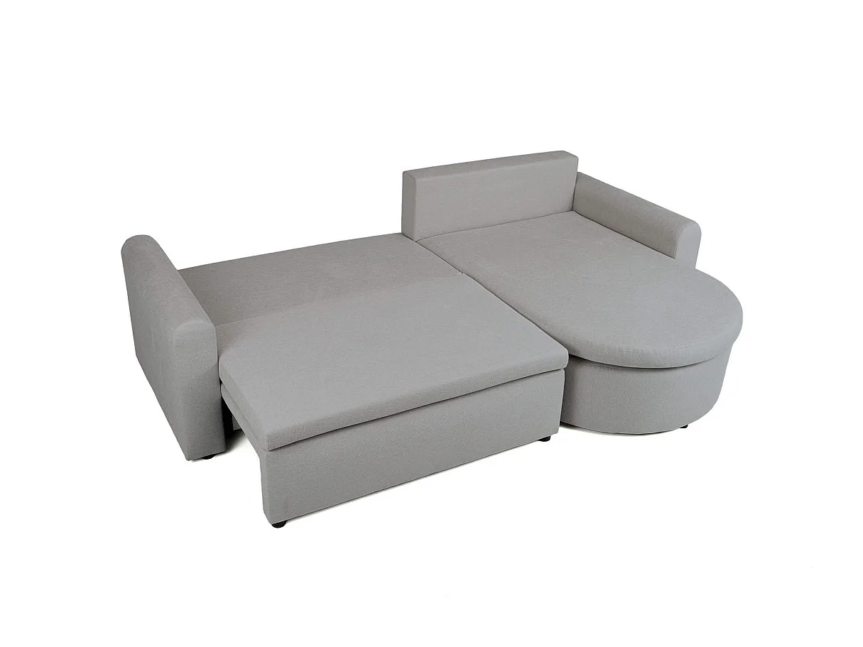 Canapé d'angle convertible 4 places avec coffre en tissu gris VERA