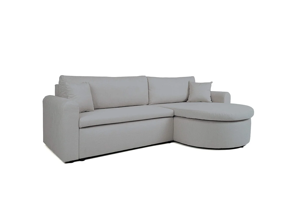 Canapé d'angle convertible 4 places avec coffre en tissu gris VERA