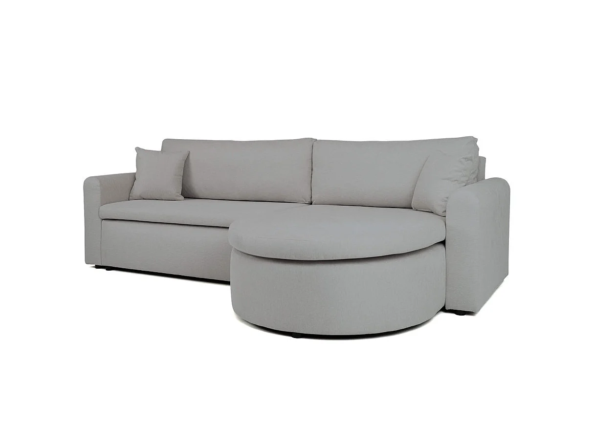 Canapé d'angle convertible 4 places avec coffre en tissu gris VERA