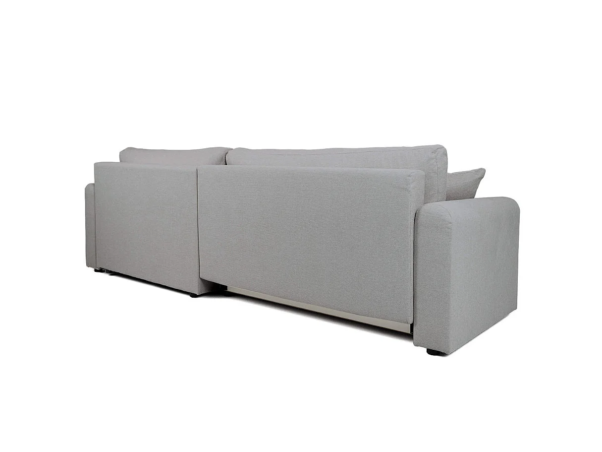 Canapé d'angle convertible 4 places avec coffre en tissu gris VERA