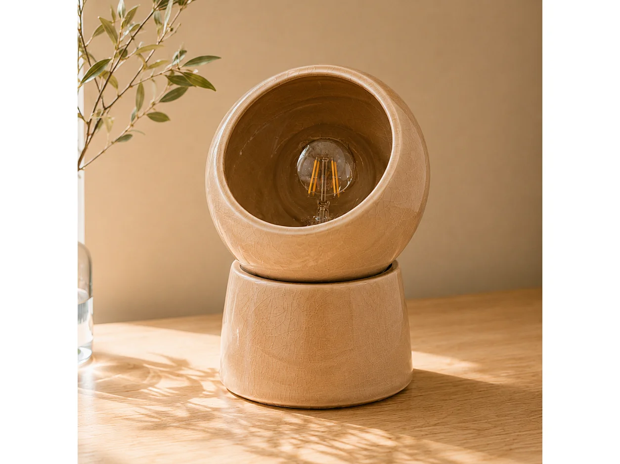 Lampe à poser en céramique beige - Halo