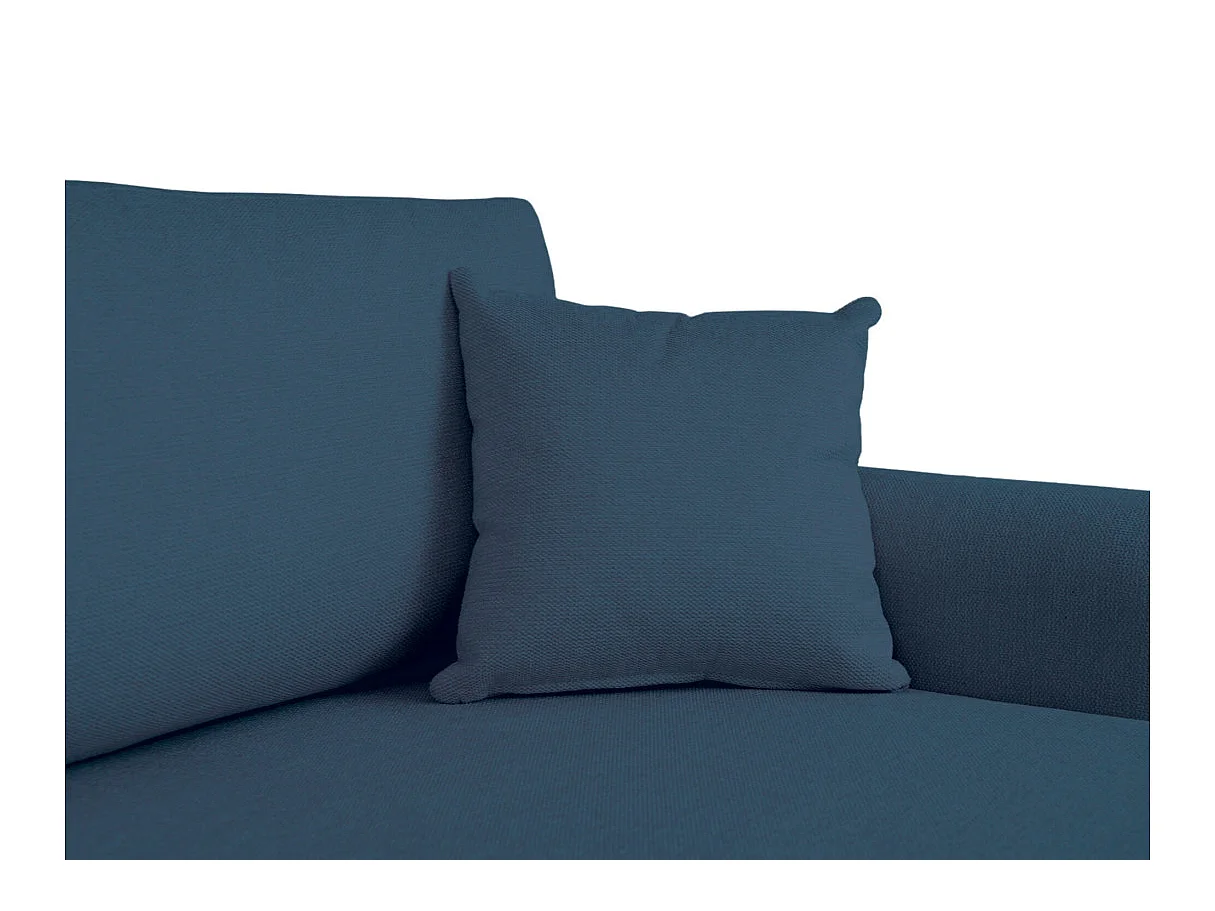 Canapé d'angle convertible 4 places avec coffre en tissu bleu VERA