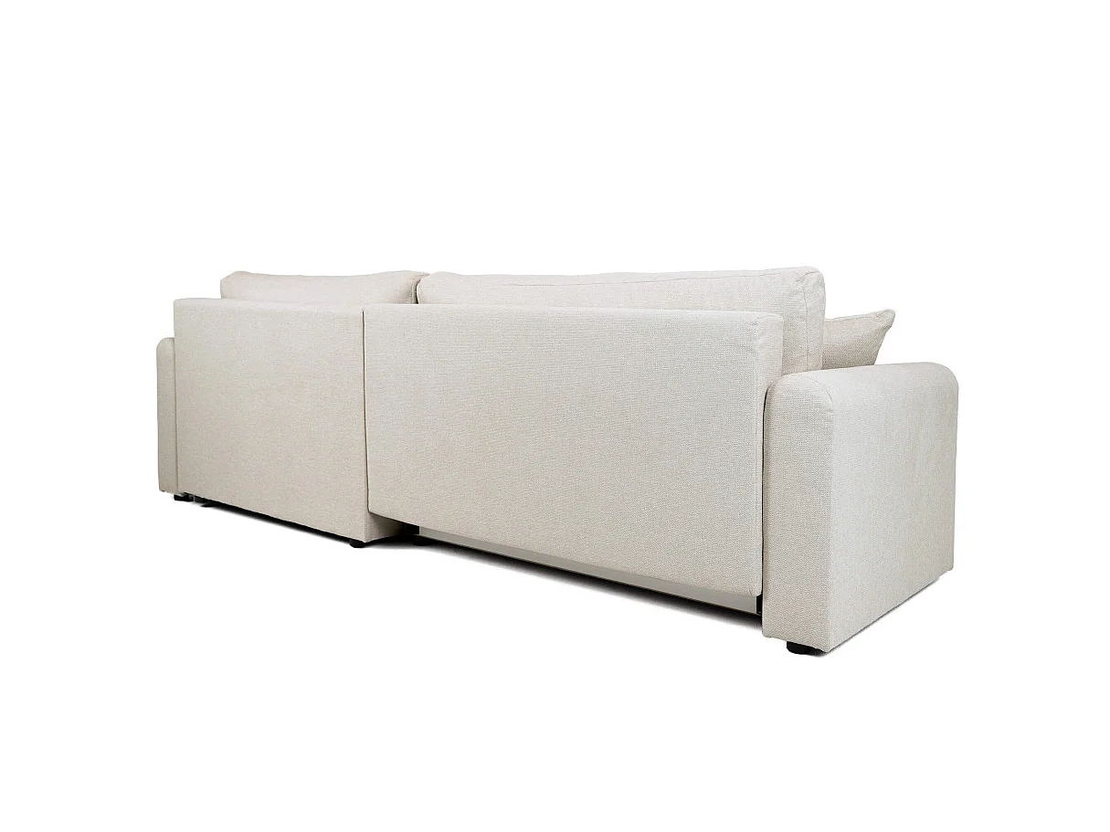 Canapé d'angle convertible 4 places avec coffre en tissu beige VERA