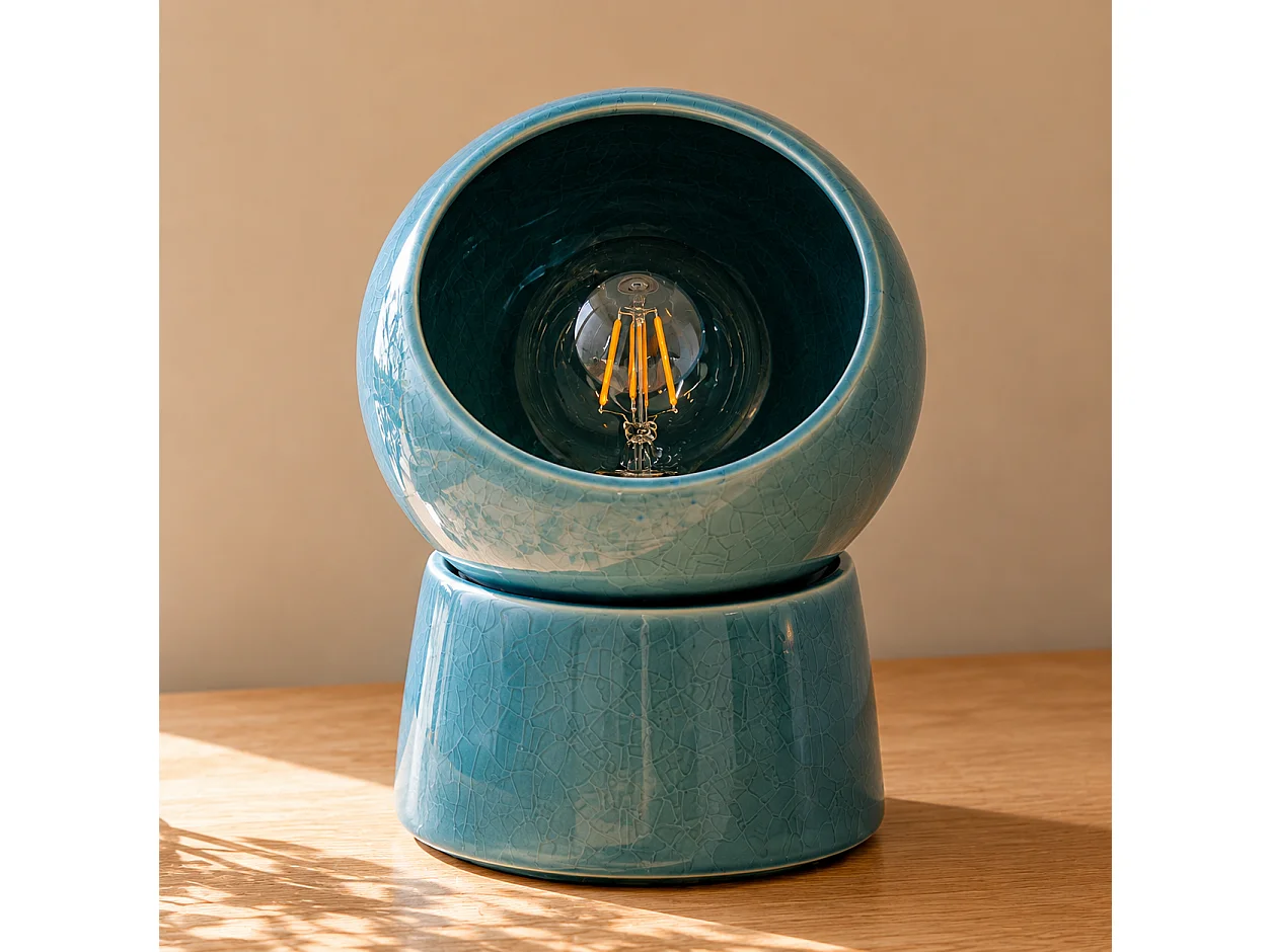 Lampe à poser en céramique bleue - Halo