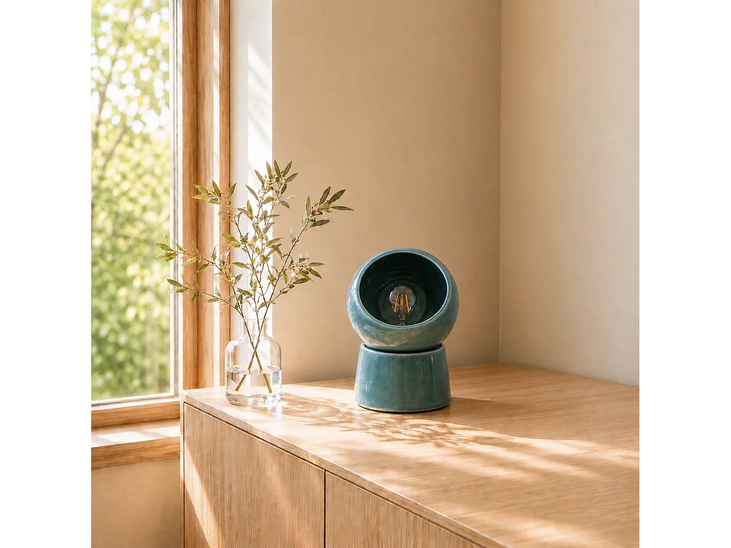 Lampe à poser en céramique bleue - Halo
