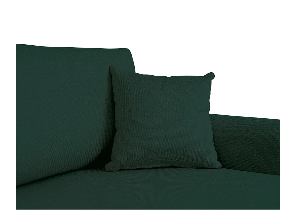 Canapé d'angle convertible 4 places avec coffre en tissu vert VERA