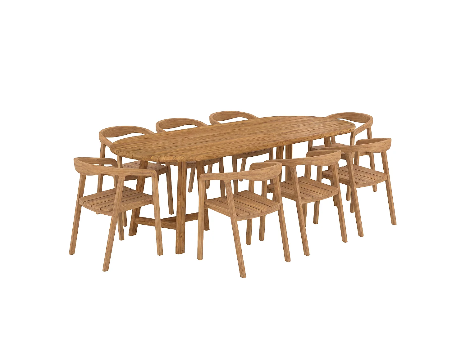 Tavolo e sedie da giardino in legno di teak riciclato, 8 persone - Bora