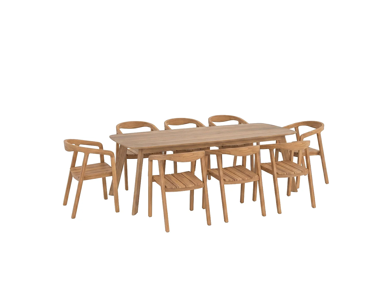 Tavolo e sedie da giardino in legno di teak riciclato, 8 persone - Lumo