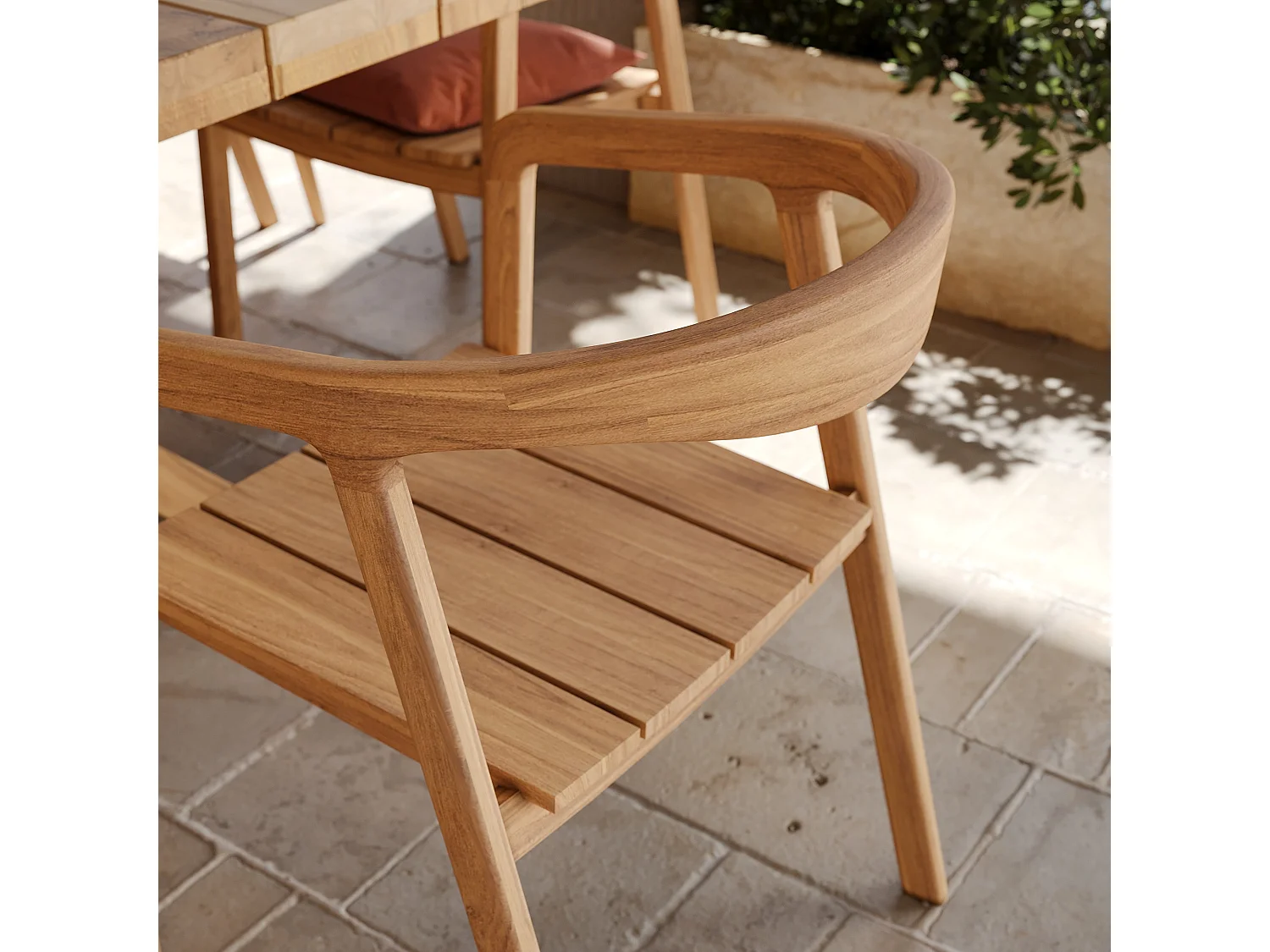 Tavolo e sedie da giardino in legno di teak massiccio, 6 persone - Suri